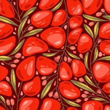 Hand drawn pomegranate seamless pattern. Backdrop Stock Illustration