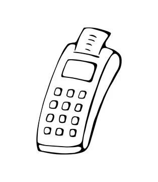 Hand Drawn POS Terminal Card Payment Machine Doodle Icon Contactless Paymen.. Stock Illustration