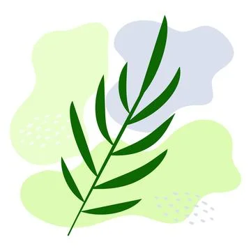 Hand-drawn postcard with plant element and abstract background. A poster in a Stock Illustration