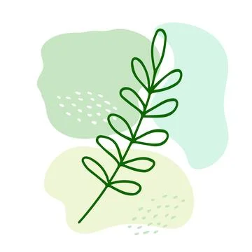 Hand-drawn postcard with plant element and abstract background. A poster in.. Stock Illustration