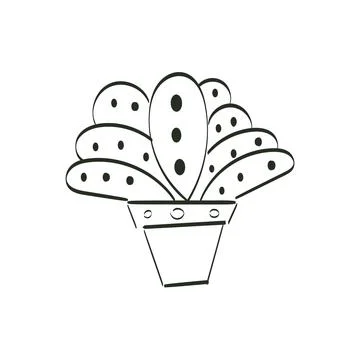 Hand Drawn Pot with Flower Stock Illustration