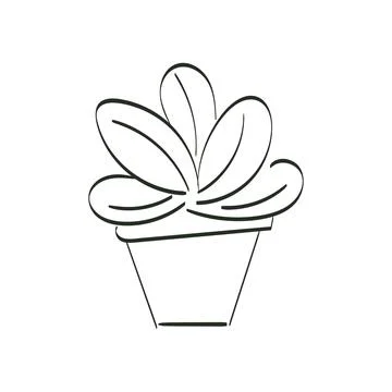 Hand Drawn Pot with Flower Stock Illustration