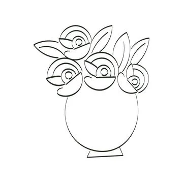 Hand Drawn Pot with Flower Stock Illustration