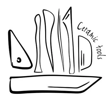 Hand-drawn pottery tools. Stock Illustration