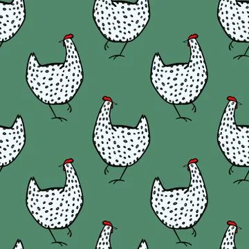 Hand drawn poultry pattern Stock Illustration