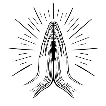 Hand drawn praying hands vector Illustrazione stock