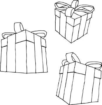 Hand drawn present black liquid line over white Stock Illustration