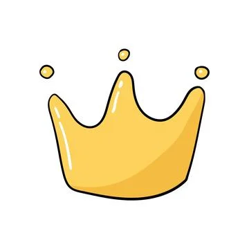 Hand-drawn princess crown. Vector cartoon gold crown in doodle style Stock Illustration