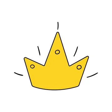 Hand-drawn princess crown. Vector cartoon gold crown in doodle style Stock Illustration
