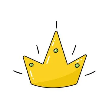 Hand-drawn princess crown. Vector cartoon gold crown in doodle style Stock Illustration