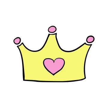Hand-drawn princess crown. Vector cartoon gold crown in doodle style Stock Illustration