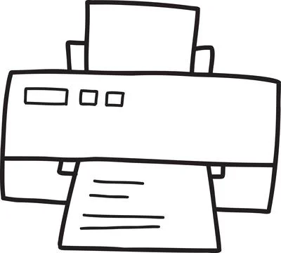 Hand Drawn printer with paper illustration Stockillustratie