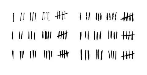 Hand drawn prison wall doodle sticks lines counter Stock Illustration