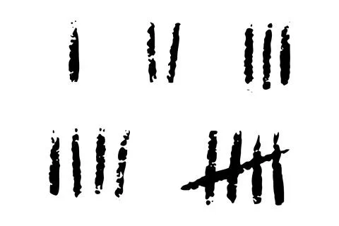 Hand drawn prison wall doodle sticks lines counter Stock Illustration