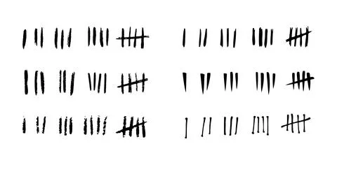 Hand drawn prison wall doodle sticks lines counter Stock Illustration