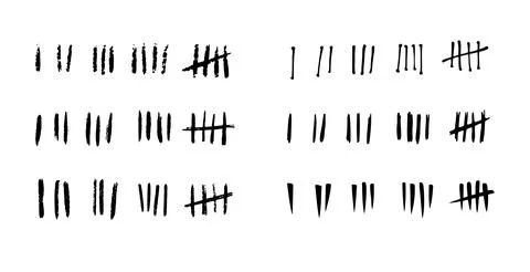 Hand drawn prison wall doodle sticks lines counter Stock Illustration