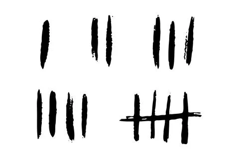Hand drawn prison wall doodle sticks lines counter Stock Illustration
