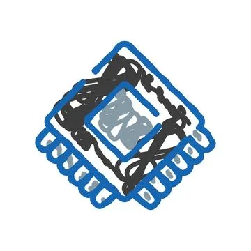 Hand drawn processor chip representing technology and development Stock Illustration