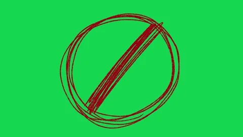 Hand Drawn Prohibition Circle Animation on Green Screen No Entry Warning Overlay Stock Footage 334608722