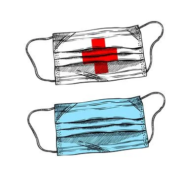 Hand drawn protective mask 库存插图