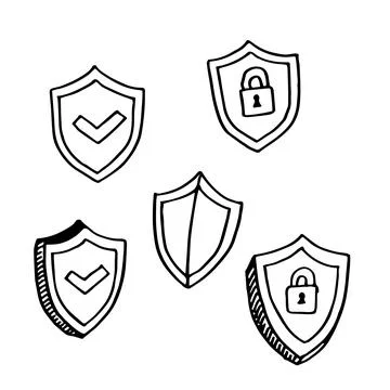 Hand drawn protective shield Stock Illustration