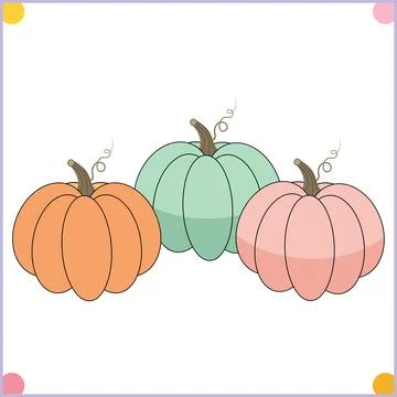 Hand drawn Pumpkin Set Vector Design Clipart Stock Illustration