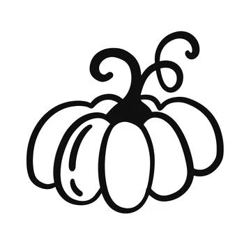 Hand drawn pumpkin simple outline doodle sketch Stock Illustration