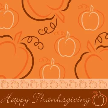 Hand drawn pumpkin thanksgiving card in vector format. Stock Illustration