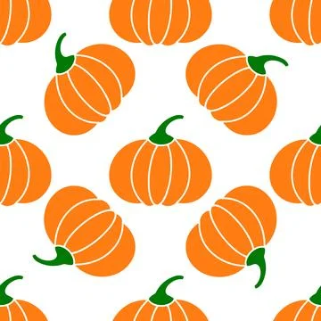 Hand drawn pumpkins seamless pattern. Thanksgiving vector background.  Perf.. Stock Illustration
