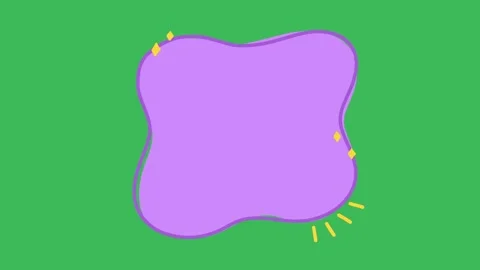 Hand drawn purple blob shape with playful organic sparkle stars and a title box  Stock Footage 333046262