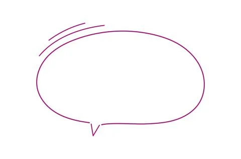 Hand drawn purple speech bubble with three curved lines 스톡 일러스트