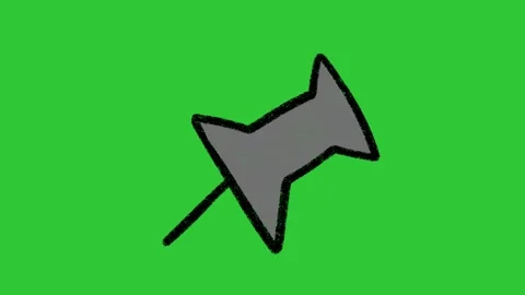 Hand-Drawn Push Pin Office Animation on Green Screen | Simple 2D Stationery  Видео 332614948