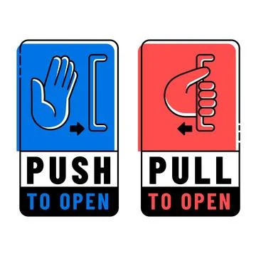 Hand drawn push pull sign illustration Illustrazione stock
