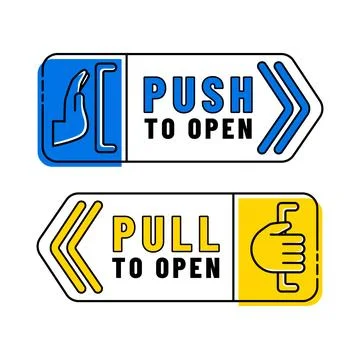 Hand drawn push pull sign illustration Illustrazione stock