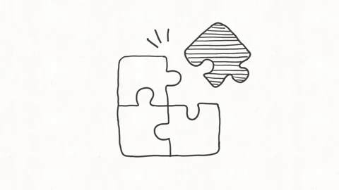 Hand Drawn Puzzle Pieces Connecting Animation Stock Footage 341766309