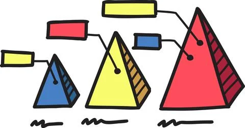 Hand Drawn pyramid graph illustration Stock Illustration