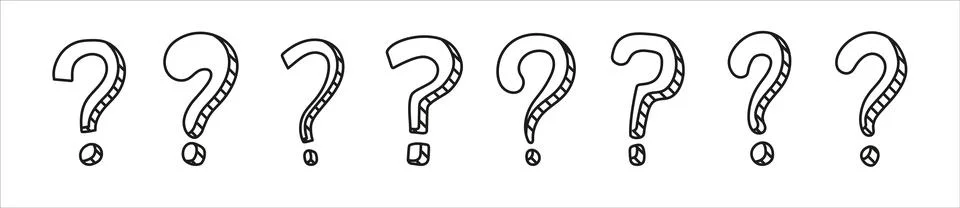 Hand drawn question mark with 3d effect in pop art style. Stock Illustration