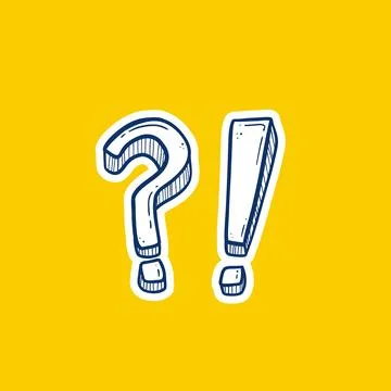 Hand Drawn Question Mark and Exclamation Mark Doodles Stock-Illustration