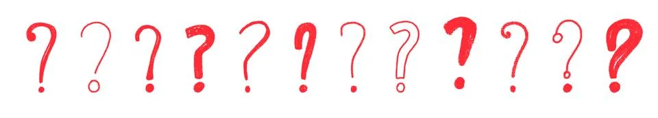 Hand-drawn question mark icon with sketch-style details. Curious doodle symbol Stock Illustration