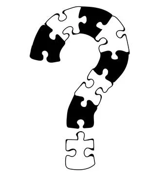 Hand-drawn question mark made up of jigsaw puzzles Illustrazione stock