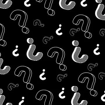 Hand Drawn Question Mark Seamless Pattern with Creative Doodle Style Stock Illustration