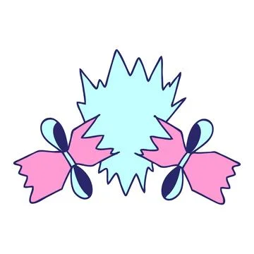 Hand drawn quirky cartoon pulled cracker in bright neon color Illustrazione stock