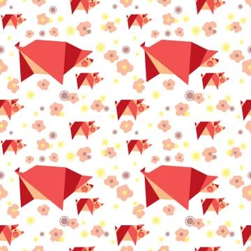 Hand drawn quirky pigs pattern Stock Illustration