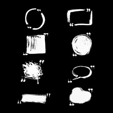 Hand drawn quote frames created by dry brush. Grunge style set on the black 스톡 일러스트