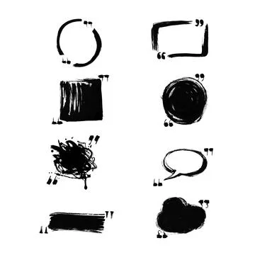 Hand drawn quote frames created by dry brush. Grunge style set on the white Stock Illustration