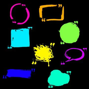 Hand drawn quote frames created by dry brush. Grunge style set on the black Stock Illustration