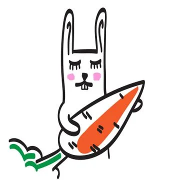 Hand drawn rabbit vector icon illustration.. Stock Illustration