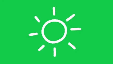 Hand Drawn Radiating Sun Symbol 2D Animation on Green Screen Видео 336578767