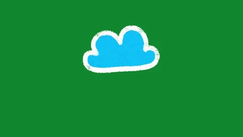 Hand Drawn Rain Cloud Animation Green Screen Blue Stormy Weather Doodle Motion Vidéo 334579422