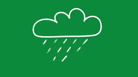 Hand Drawn Rain Cloud Animation Green Screen Stormy Weather Doodle Motion Vidéo 334608506